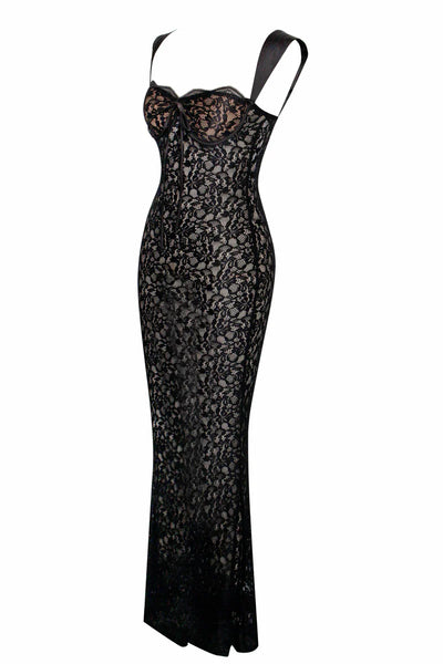 Isadora™ Black Lace Maxi Dress