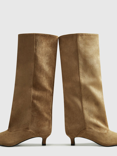 Aveline™ Suede Kitten Knee-High Boots