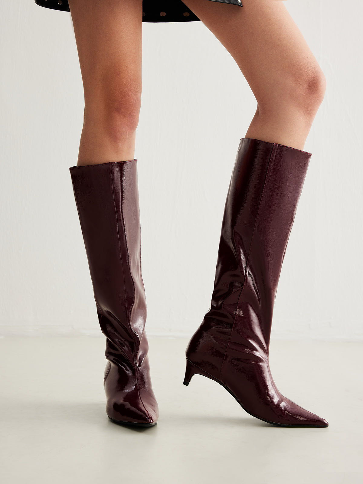 Eloria™ Pointed Toe Kitten Knee-High Boots