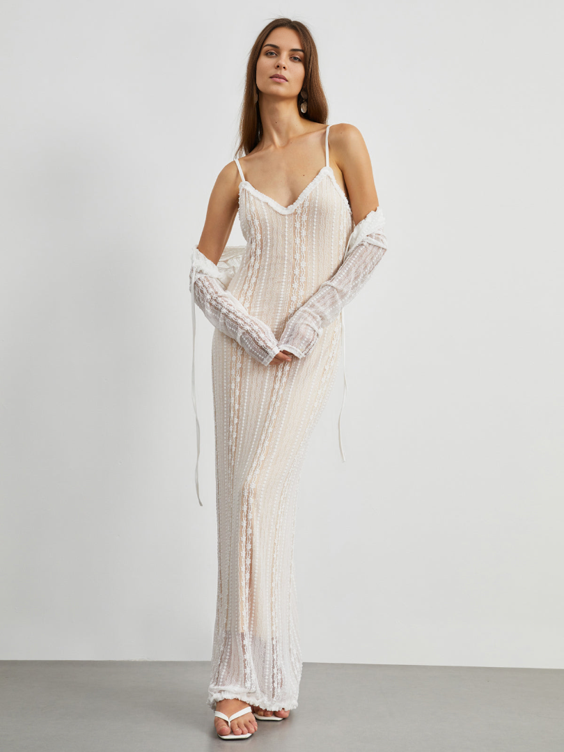 Élégance™ Floral Lace Two-Piece Maxi Dress