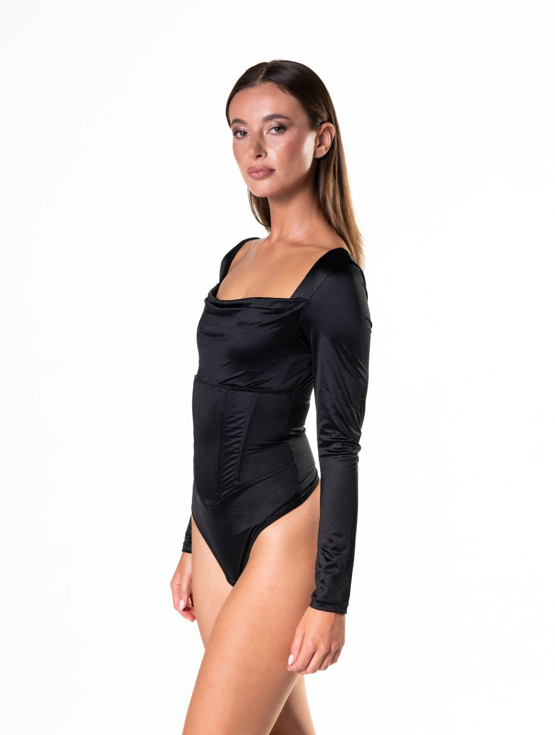 Velouté™ Waterfall Neckline Satin Bodysuit