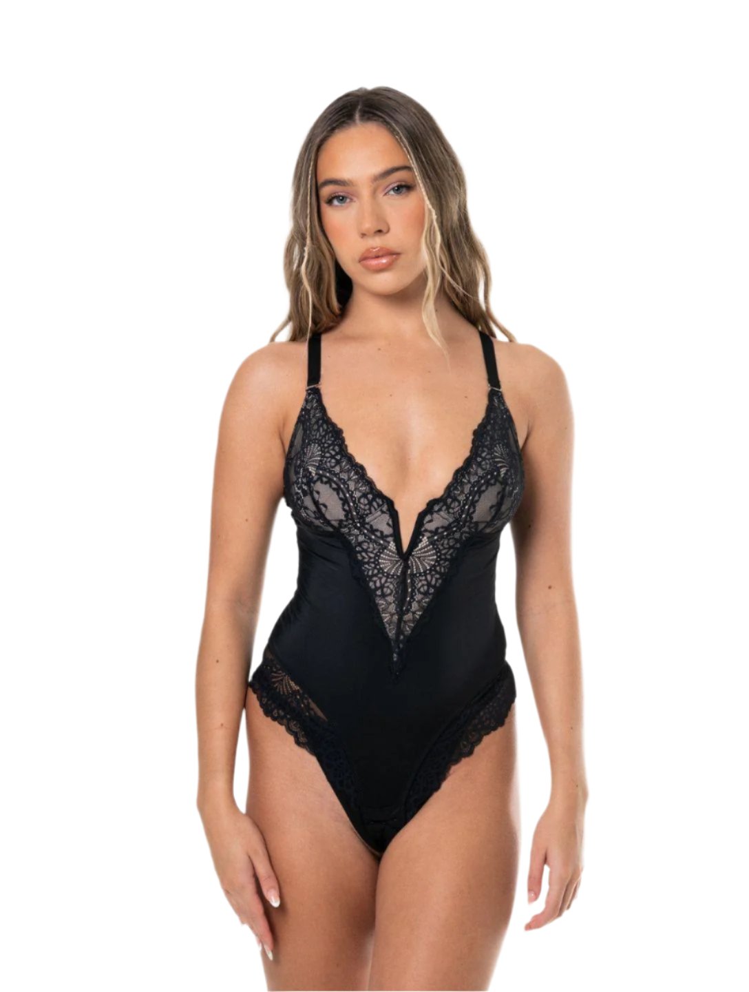 Éclaté™ V-Neck Half Laced Bodysuit