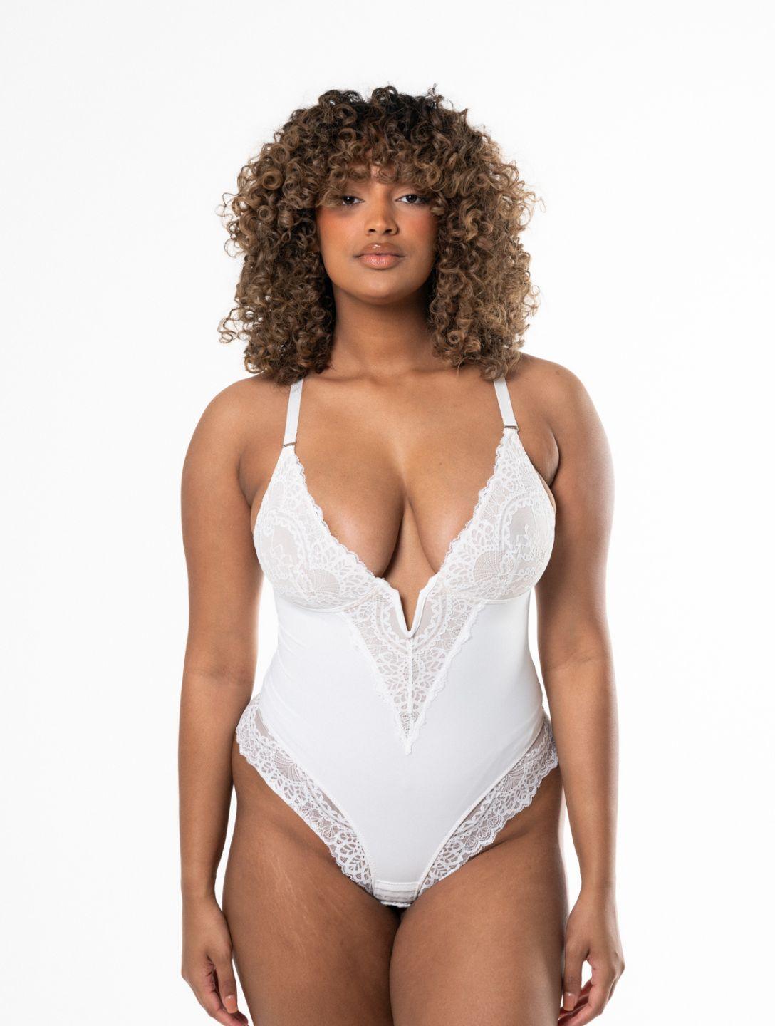 Éclaté™ V-Neck Half Laced Bodysuit