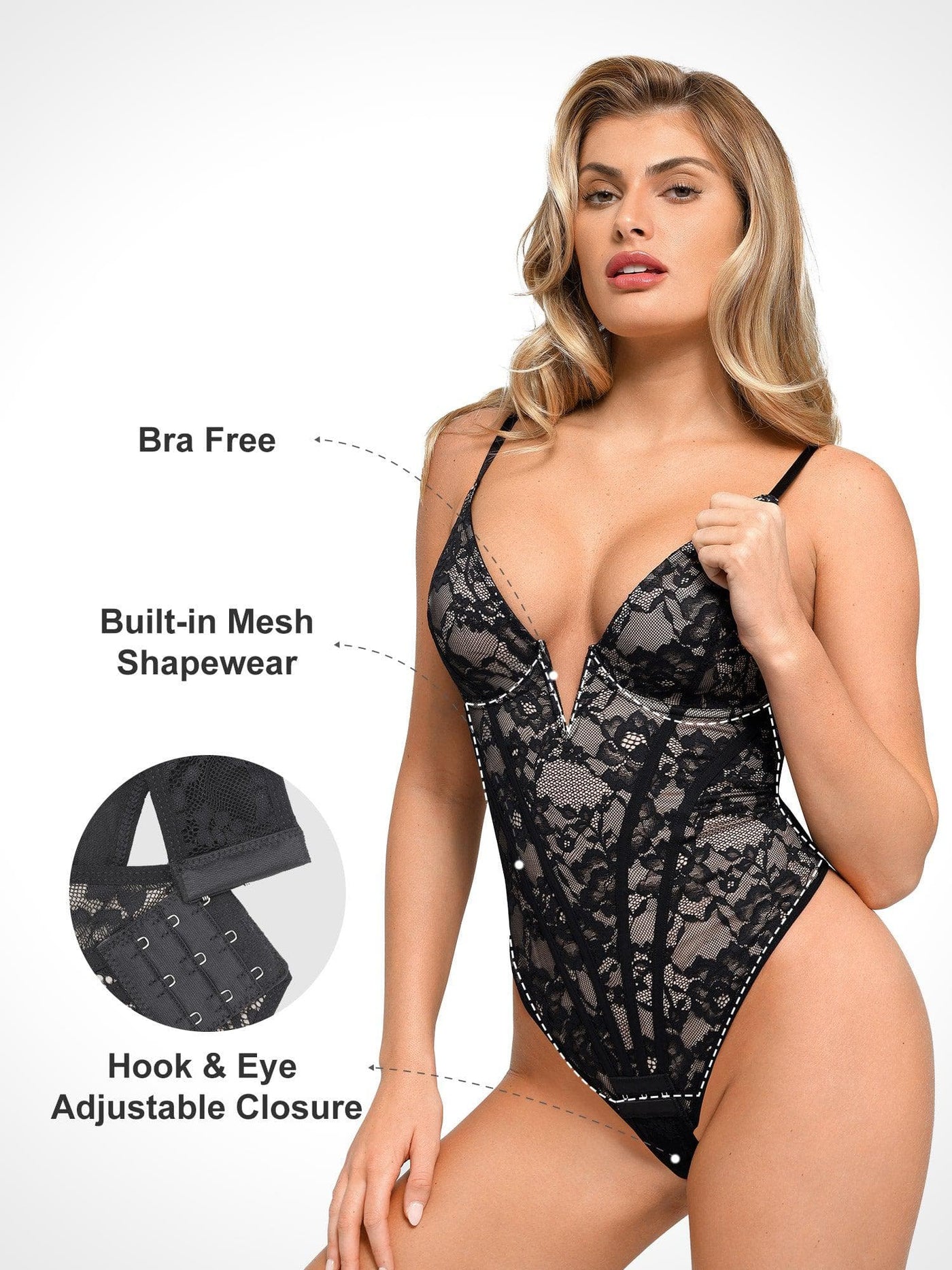 Amouré™ Deep-V Lace Sculpt Bodysuit