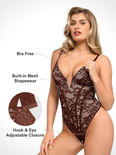 Amouré™ Deep-V Lace Sculpt Bodysuit