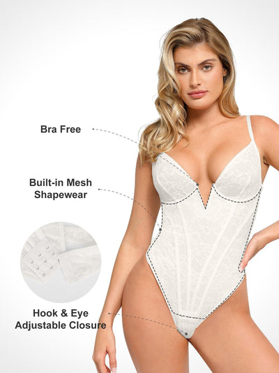 Amouré™ Deep-V Lace Sculpt Bodysuit