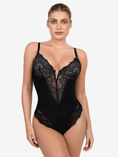 Elise™ Lace Deep V-Neck Bodysuit