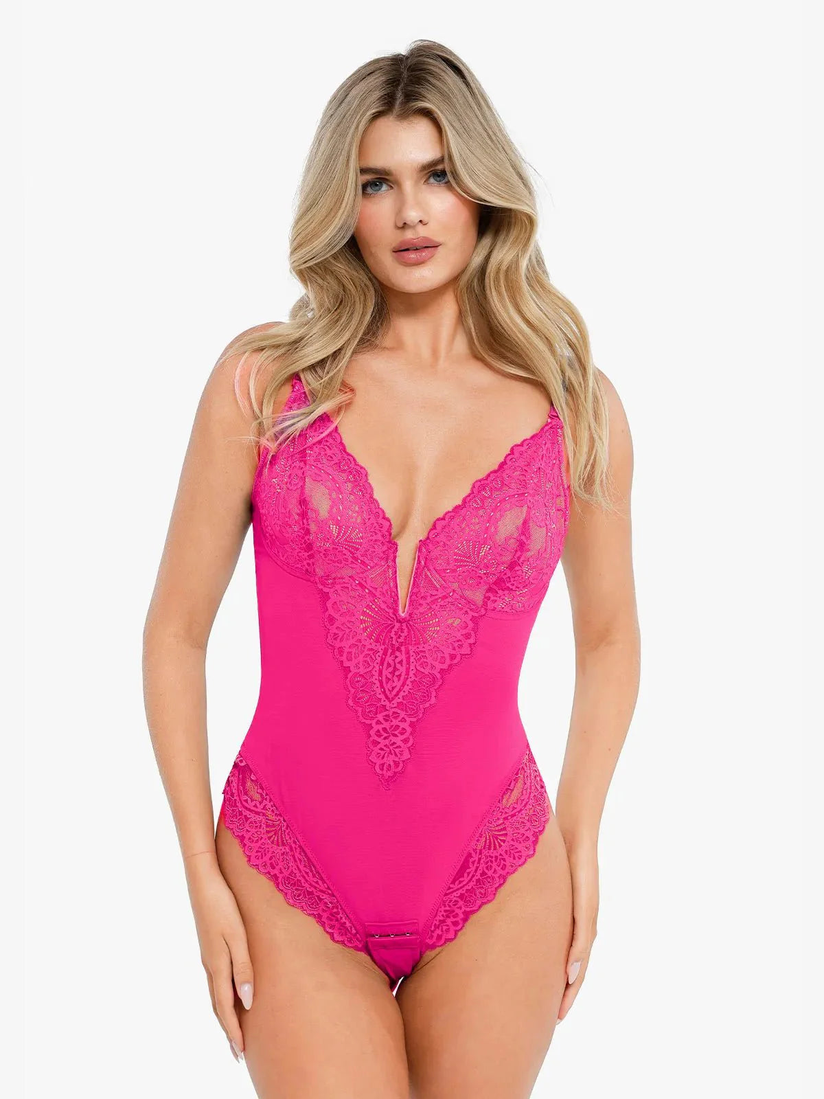 Elise™ Lace Deep V-Neck Bodysuit