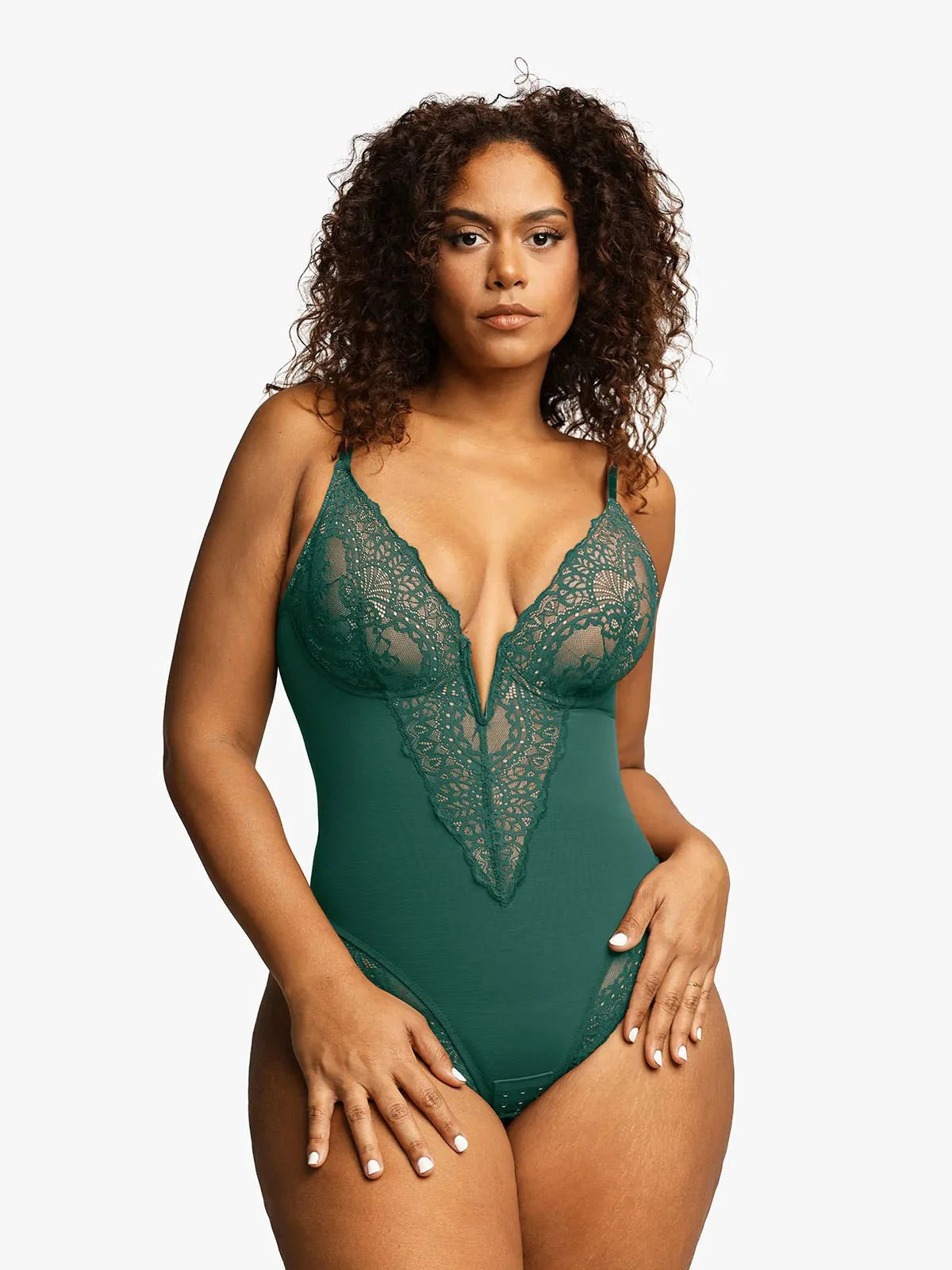 Elise™ Lace Deep V-Neck Bodysuit