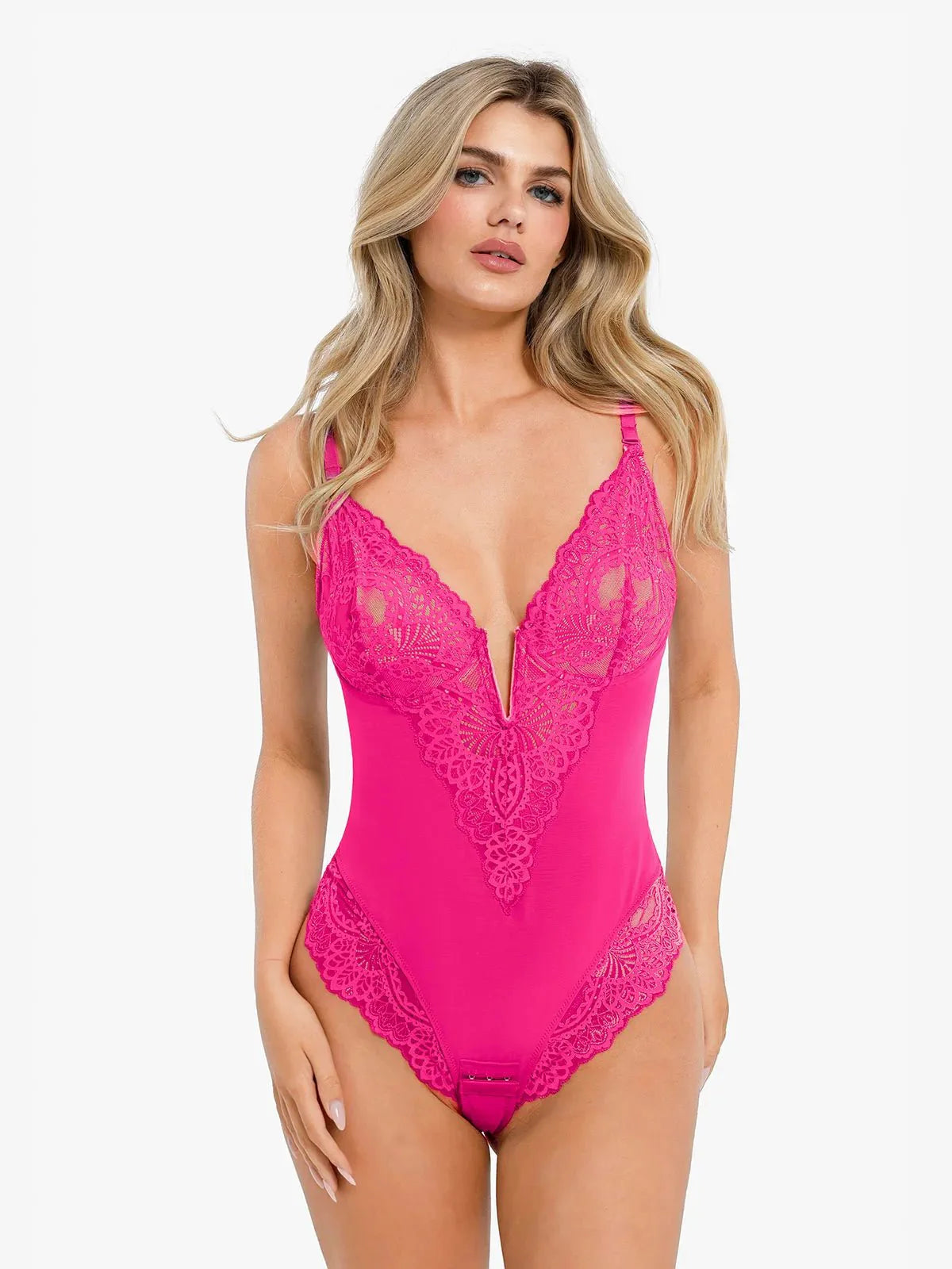 Elise™ Lace Deep V-Neck Bodysuit