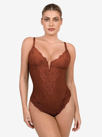 Elise™ Lace Deep V-Neck Bodysuit