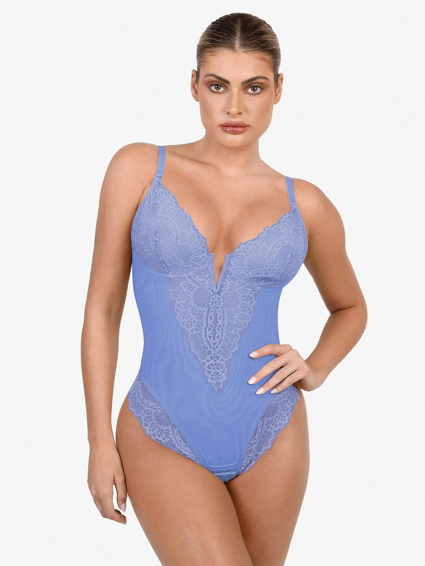 Elise™ Lace Deep V-Neck Bodysuit