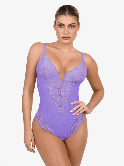 Elise™ Lace Deep V-Neck Bodysuit