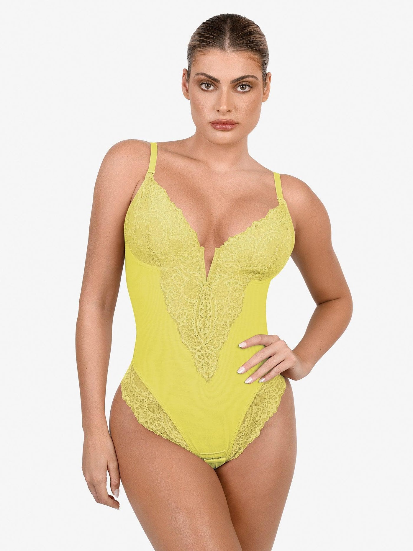 Elise™ Lace Deep V-Neck Bodysuit